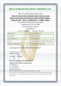 REACHREGISTRATION CERTIEICATE